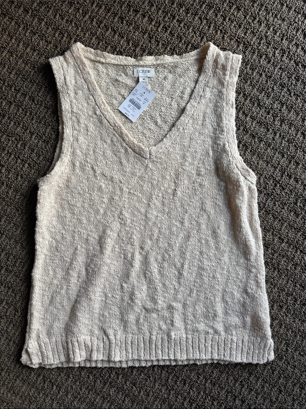 J. Crew Cream V-Neck Sleeveless Knit Tank size M
